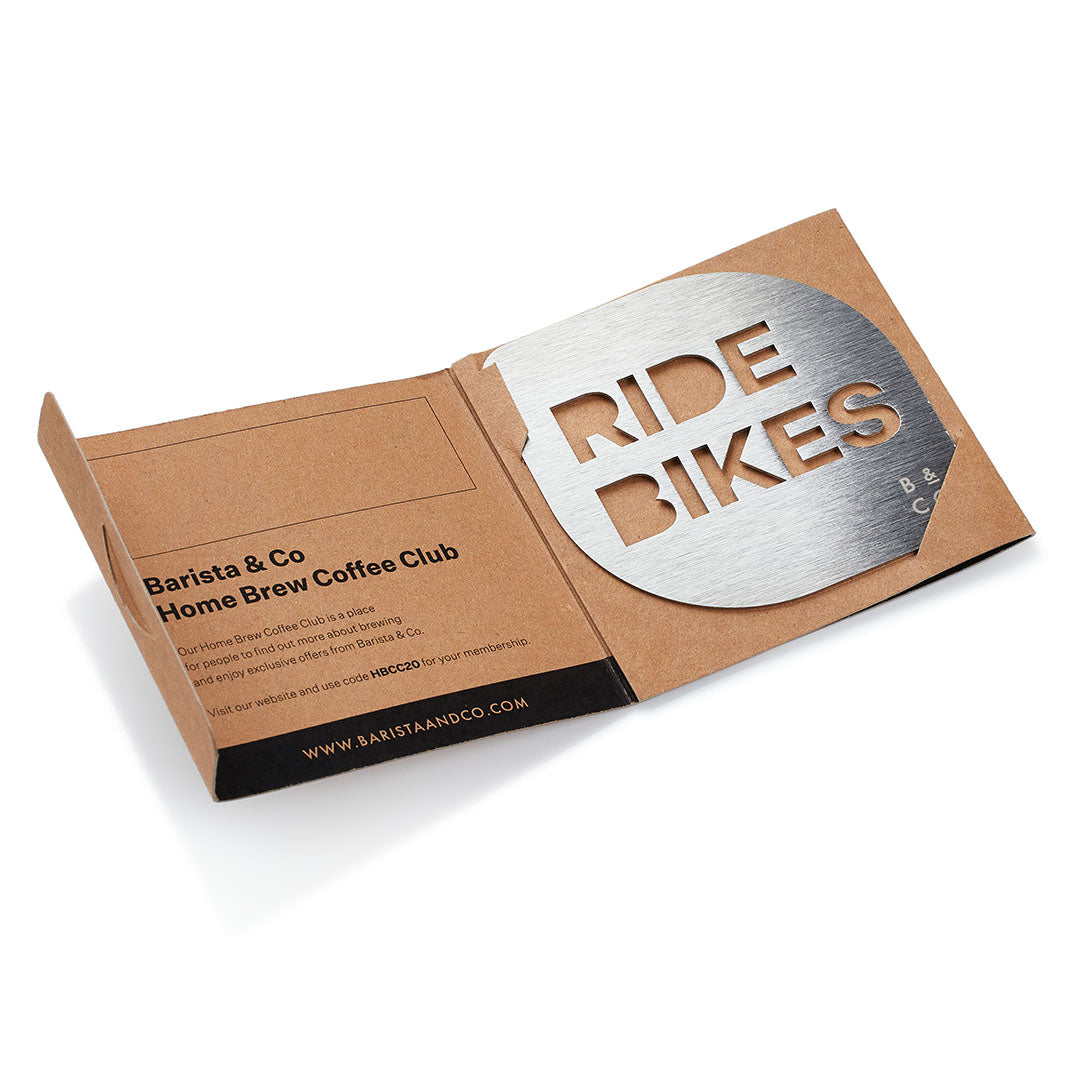 Barista & Co Ride Bike chocolate powder stencil for coffee