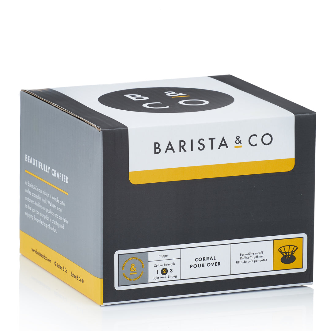 Black pour over packaging Barista & Co