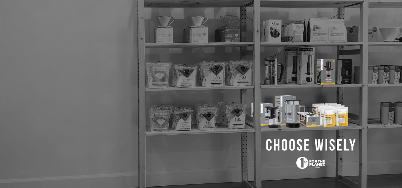 Barista & Co coffee products on shelf in shop