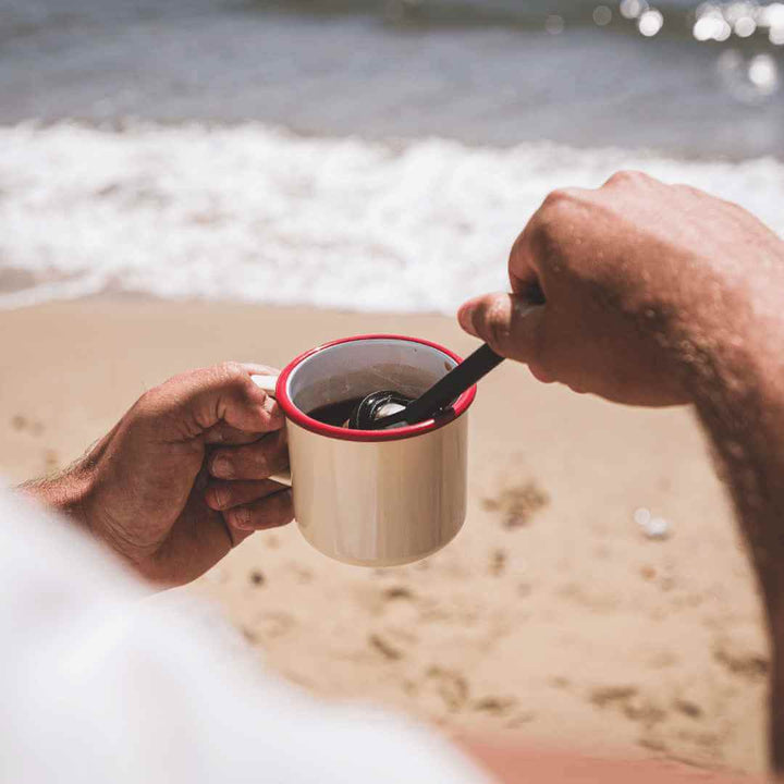 using barista brew it stick to make coffee at the beach