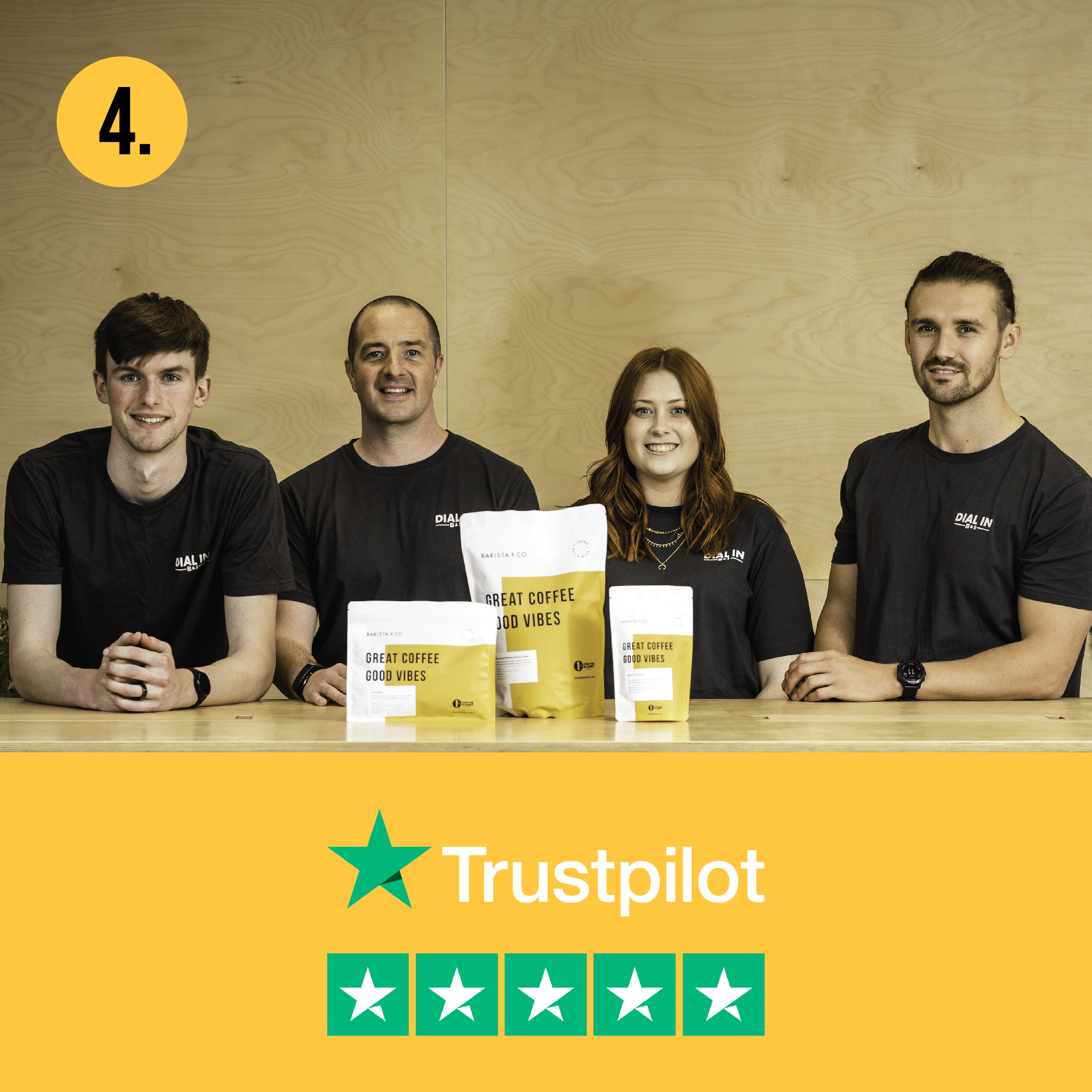 Barista & Co team and 5 star Trustpilot review