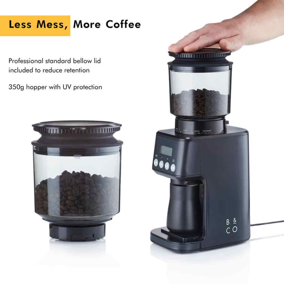 bellow lid coffee grinder reduce static
