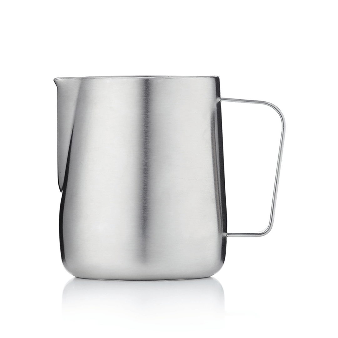 brushed stainless steel milk jug