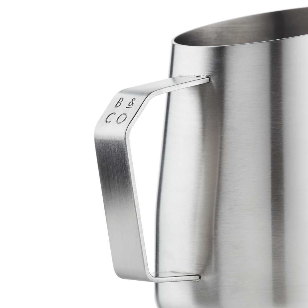 direct weld handle on professional stainless steel milk jug