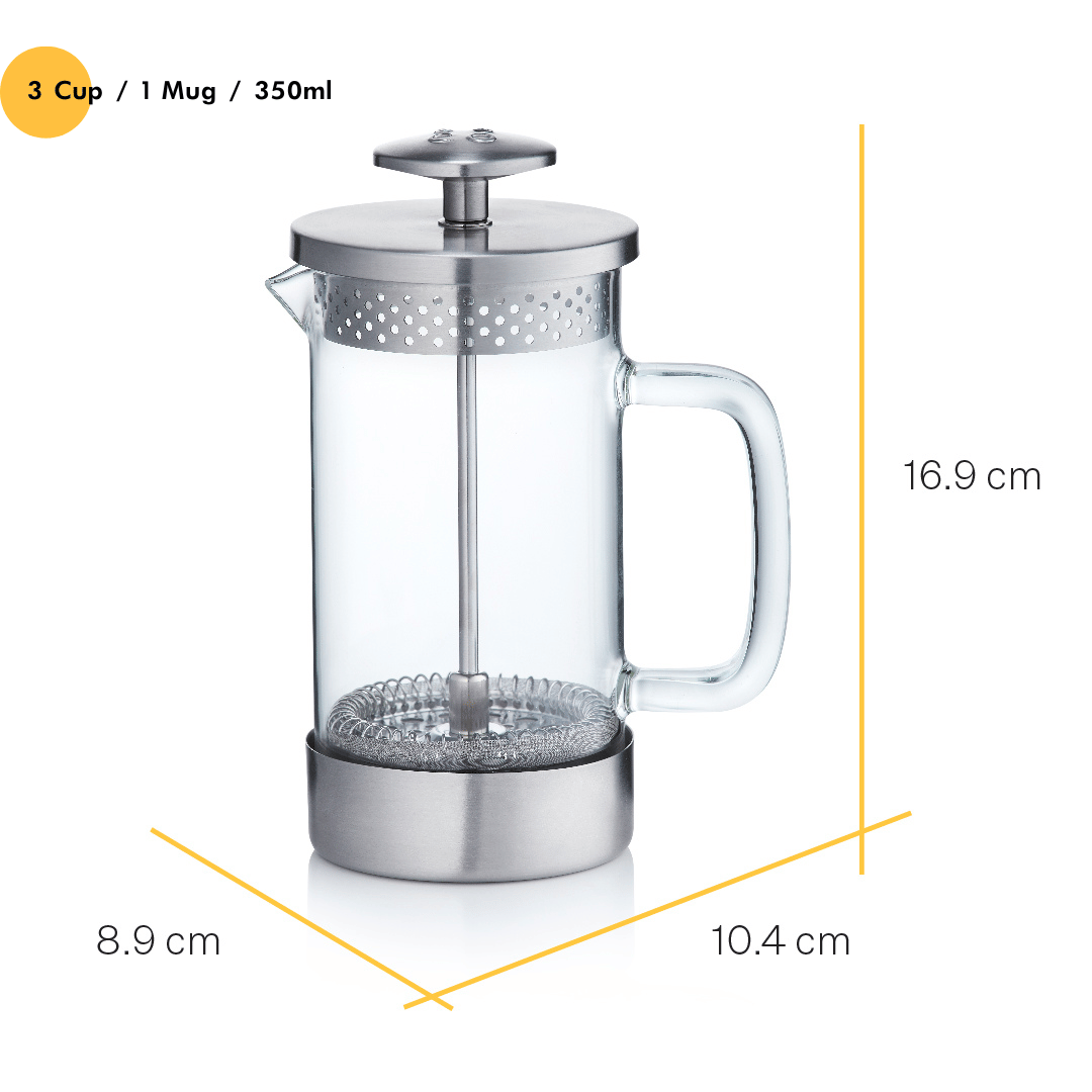 3 cup core coffee press stainless steel dimensions