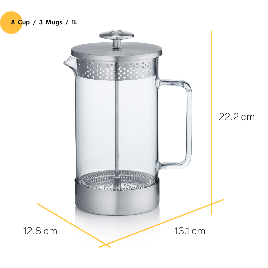 8 cup core coffee press stainless steel dimensions