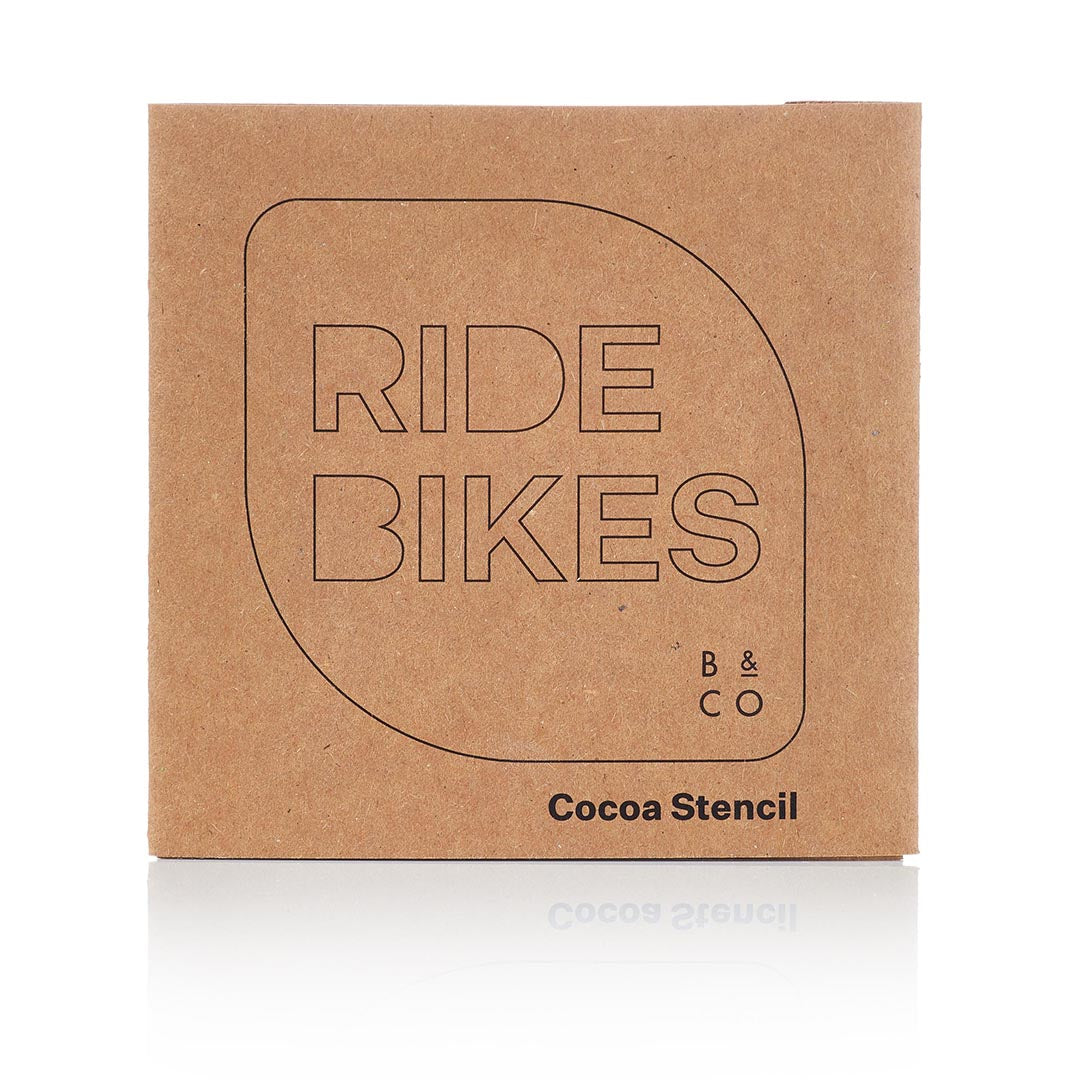 Ride Bikes cocoa stencil packaging