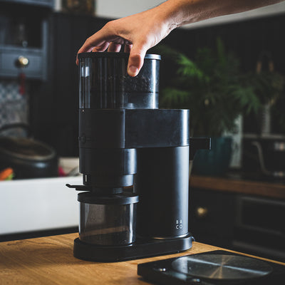 stylish coffee grinder in kitchen